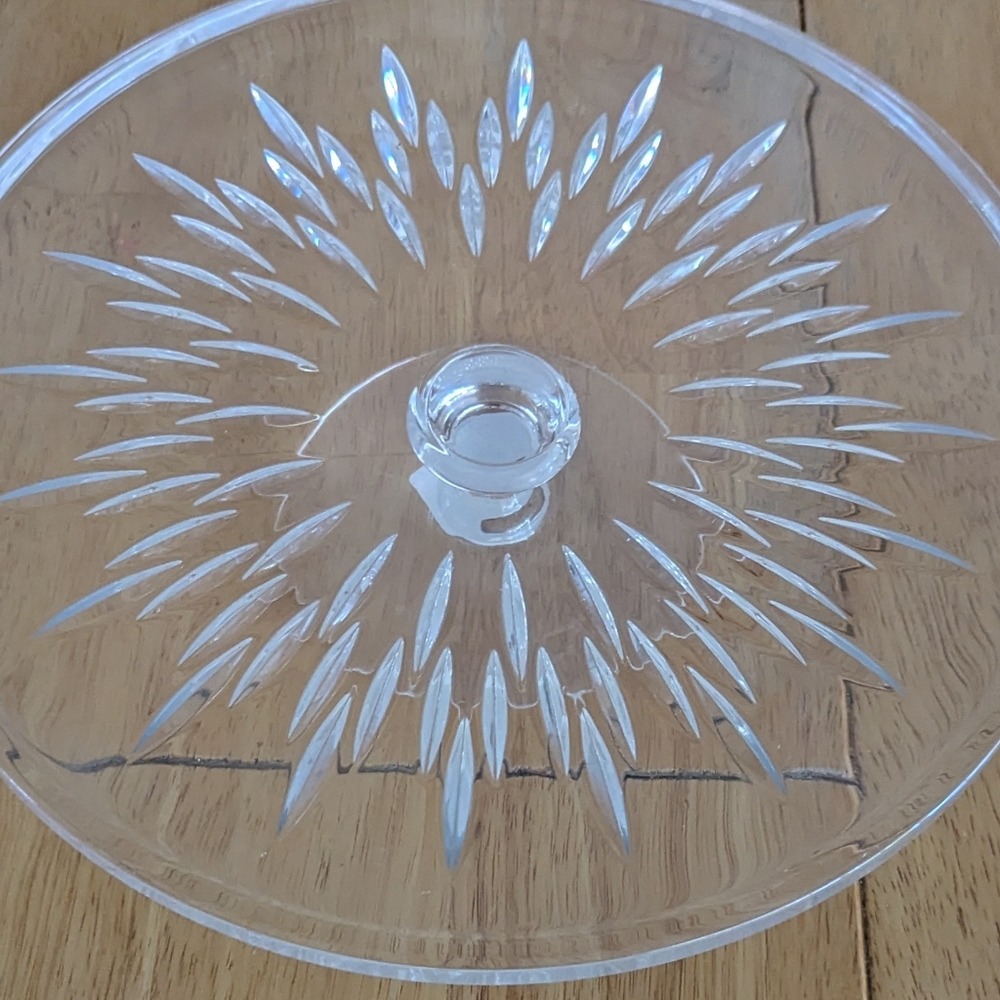 Clear Glass Cake Stand with Sunburst Design